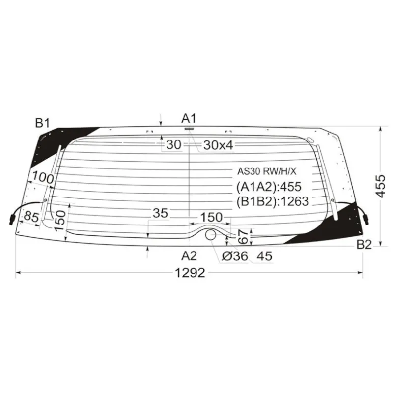 Стекло заднее XYG AS30 RW/H/X